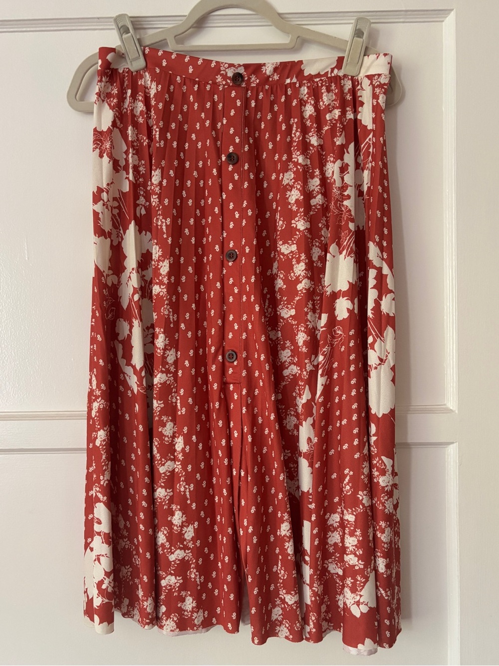 ASOS Red and White Floral Midi Skirt